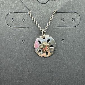 Sterling Silver Sand Dollar Pendant Necklace Gold Star 16”